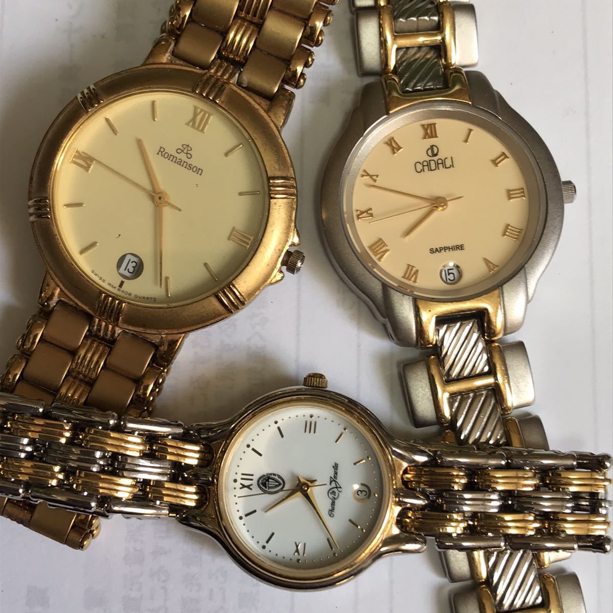 全て 22K 23K 24K GOLD 金メッキの刻印がある 腕時計 12本 ERIZABETH ROMANSON Louis&Balencia CADALI ～ 大量　まとめ　貴金属　送料無料_画像2