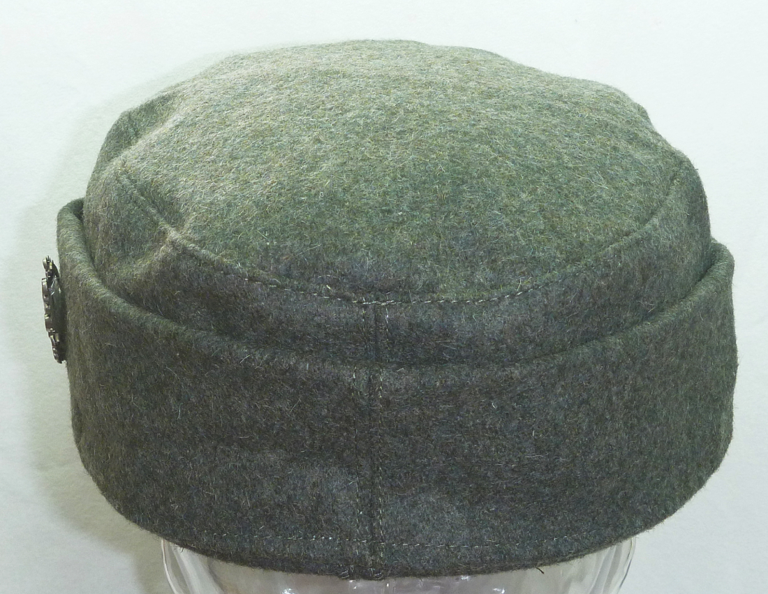 送料無料!兵用ドイツ軍 M43規格帽 猟兵帽章（柏葉章）付き サイズ約58.0センチ フィールドグレー（陸軍 軍帽 戦闘帽 軍服_画像5