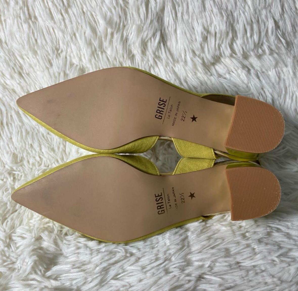 [ одежда ]* почти не использовался *ruta long Gree z задний ремешок туфли-лодочки шлепанцы желтый 22.5 сделано в Японии po Inte dotu обувь обувь 
