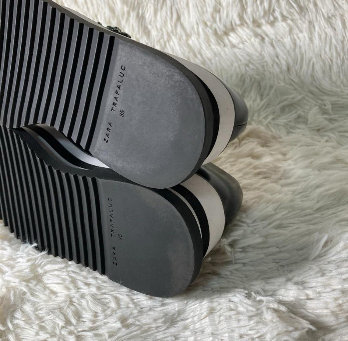 アパレル】 極美品 ZARA ザラ 厚底 ビジュー ローファー 黒 アパレル】 極美品 ZARA ザラ 厚底 ビジュー ローファー 黒