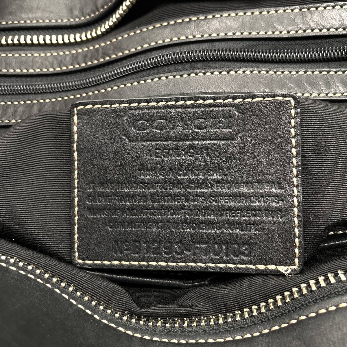 ◇定価10万円 美品◇ COACH コーチ 2way ビジネスバッグ ブリーフケース 書類かばん メンズ A4可 PC収納 オールレザー ブラック 黒 _画像9