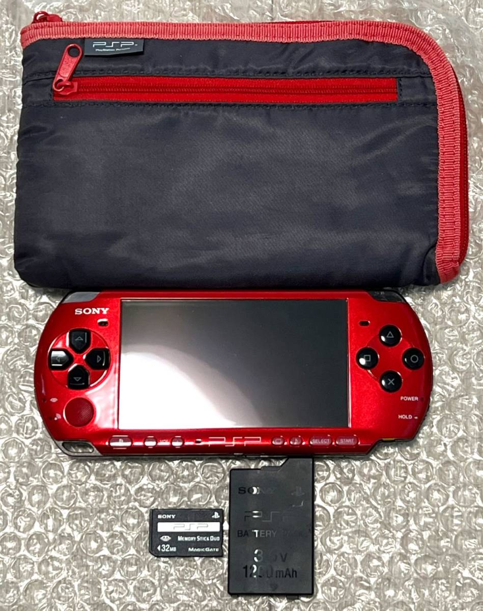 〈美品・動作確認済み・最終型〉PSP-3000 本体 レッド/ブラック ポーチ メモリースティック PlayStation Portable 薄型 バリューパック_画像1