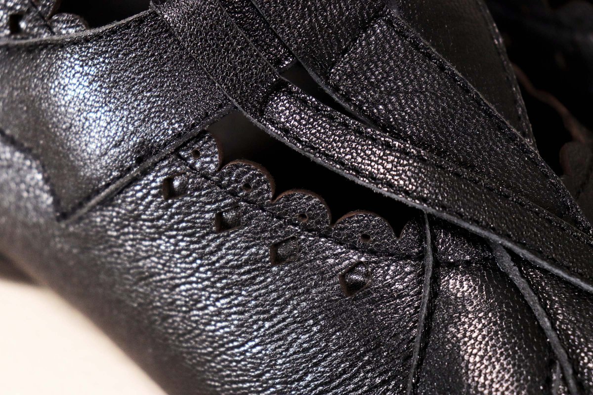 * unused 2023*t.bsenso Uni ko/ design cut leather shoes :22.5cm/ black xw409