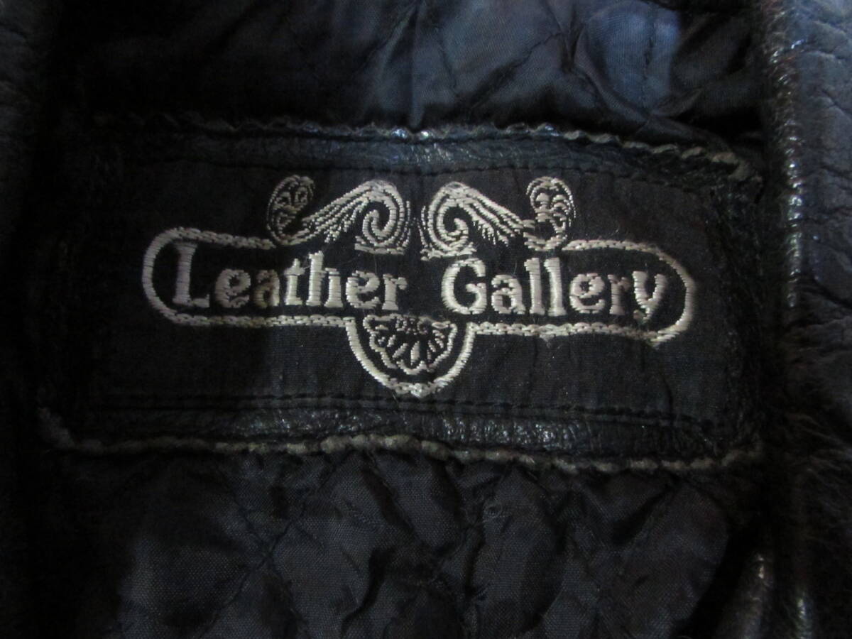 送料無料　240221　古着　LEATHAR GALLERY　ライダージャケット　黑　革ジャン　Ｓ