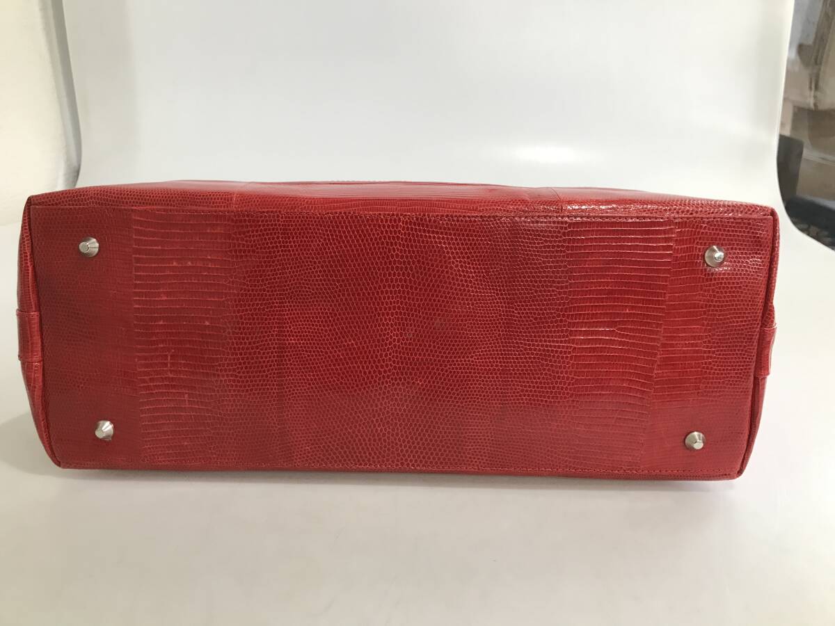 HG5911　リザード トカゲ革 ショルダーバッグ レザー 鞄 RED バッグ　 _画像10