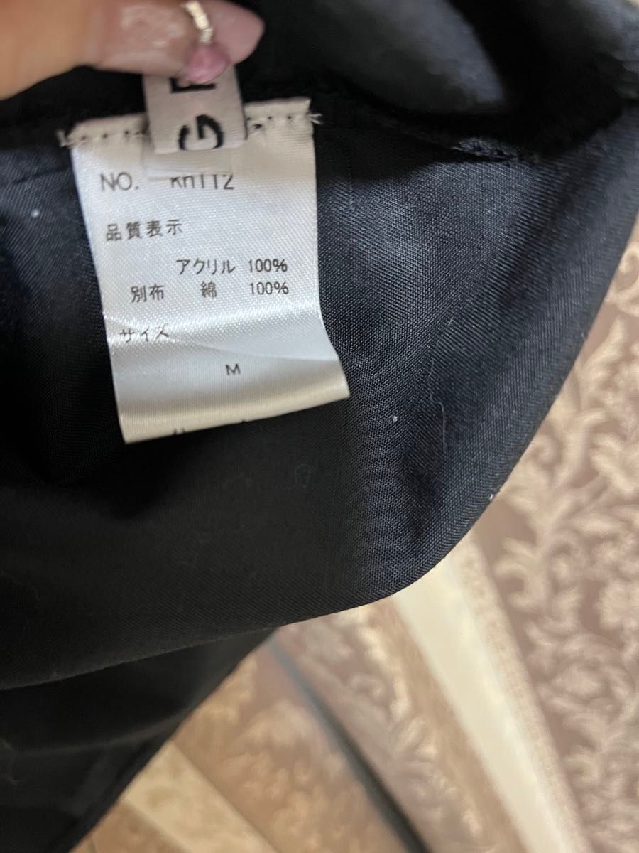 ラッフルニットベストドッキングシャツワンピース GRL グレイル ニット セーター カットソー 七分袖 黒 