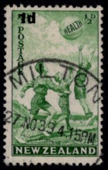 ニュージーランド切手　1939年　寄付金付切手（子どもの健康） 　２種　使用済 （#B14-B15）_画像1