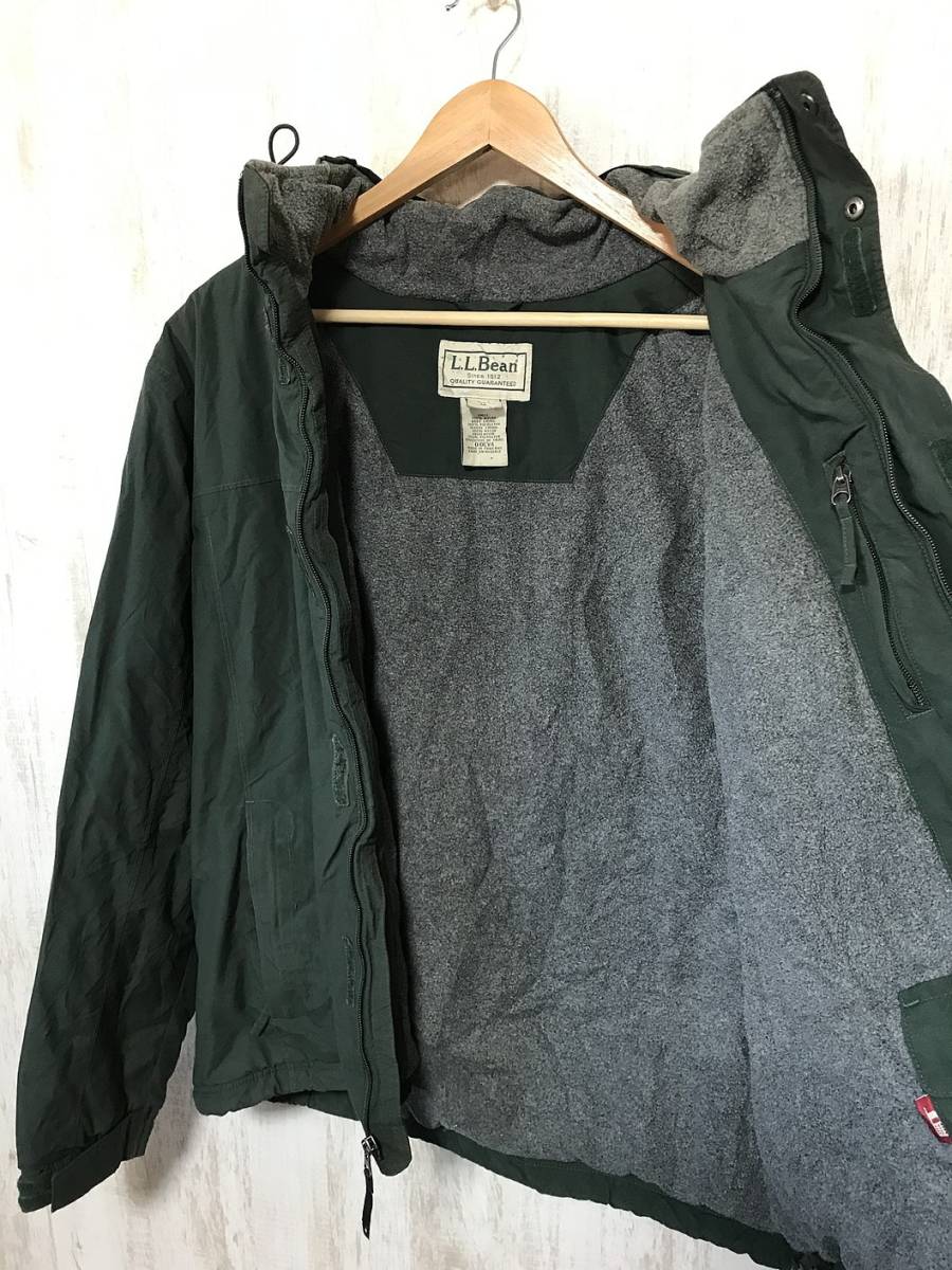 V254☆【ヴィンテージ ナイロン 裏フリース マウンテンパーカー】L.L.Bean エルエルビーン M 緑_画像4