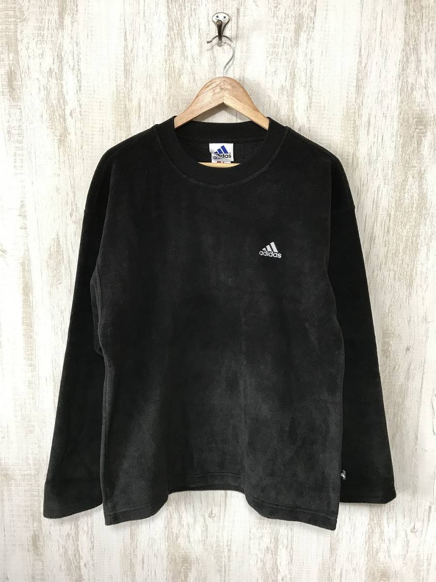 749☆【80s ヴィンテージ プルオーバーフリース】adidas アディダス 黒 L_画像2