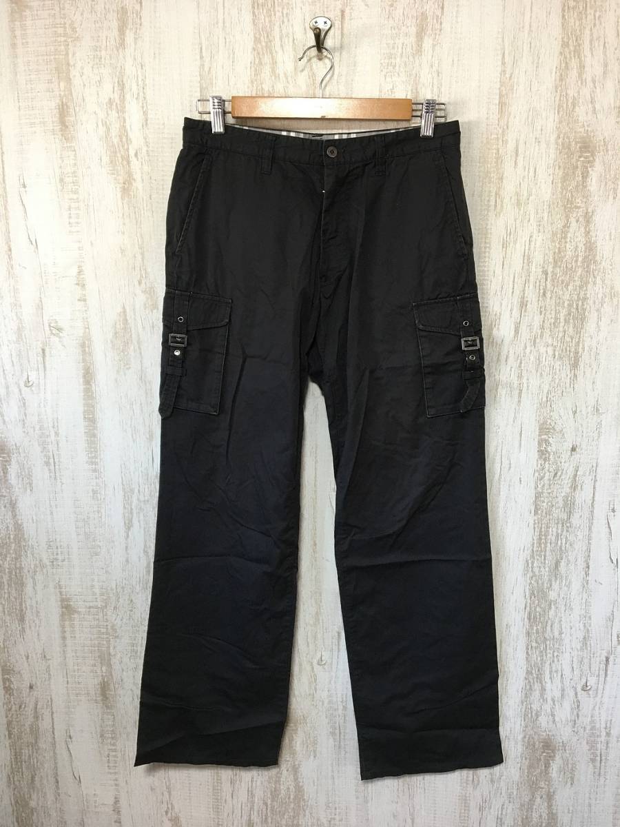 P722☆【ストレッチ カーゴパンツ 黒】BURBERRY BLACK LABEL バーバリー ブラックレーベル 73_画像2