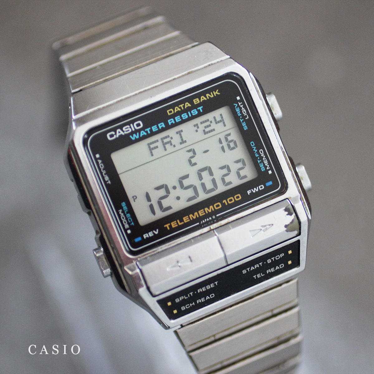 電池交換済 稼働品 希少 80年代 初期型 カシオ データバンク CASIO DATA BANK DBX-110 デジタル ウォッチ メンズ レディース 腕 時計_画像1