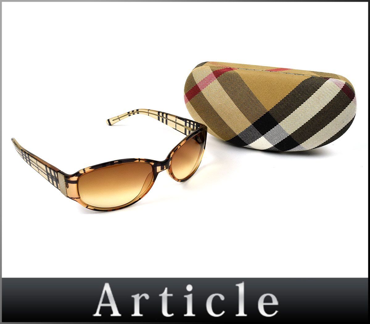 169962◇度なし BURBERRY バーバリー チェック柄 サングラス アイウェア B8463/S セルフレーム ブラウン ブラック レディース/ G_画像1