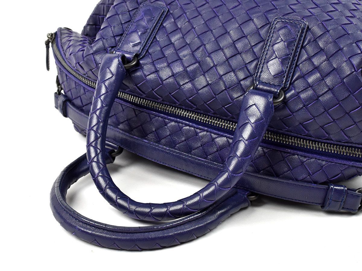 167398〇 BOTTEGA VENETA ボッテガ ヴェネタ イントレチャート 2WAYハンドバッグ ショルダーバッグ レザー バイオレット パープル 青紫/ B_画像8