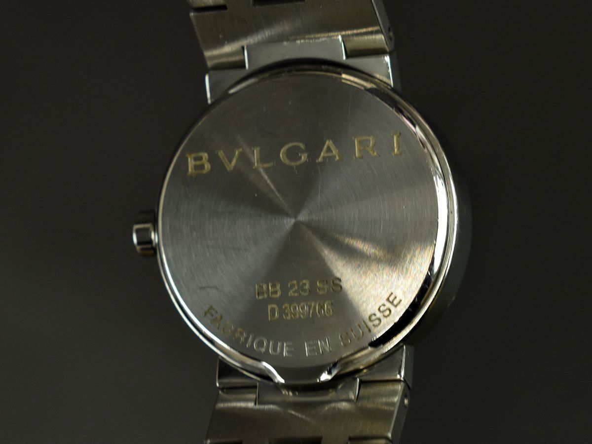 169018◆動作確認済 BVLGARI ブルガリ ブルガリブルガリ 腕時計 クォーツ BB23SS 2針 SS 12Pダイヤ ブラック シルバー レディース/ D_画像9
