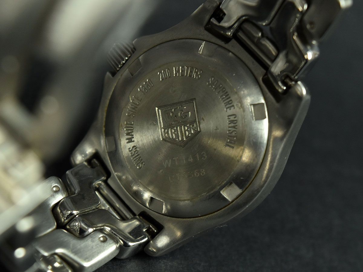 168979☆美品 動作確認済 TAG Heuer タグホイヤー リンク 腕時計 クォーツ デイト WT1413 SS ブルー 青文字盤 シルバー レディース/ D_画像9