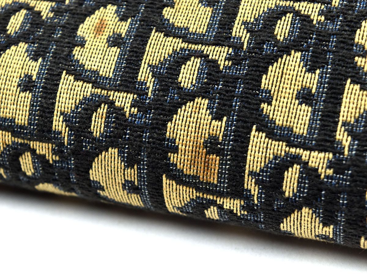 169485◇ Christian Dior クリスチャン ディオール トロッター柄 がま口 クラッチバッグ 鞄 キャンバス ベージュ ネイビー/ B_画像9
