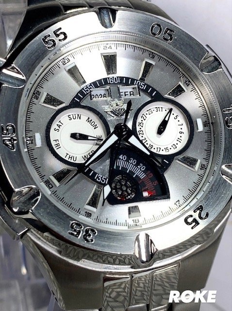 新品 正規品 ドミニク DOMINIC 自動巻き 腕時計 オートマティック カレンダー ステンレス アンティーク コレクション シルバー プレゼント_画像1