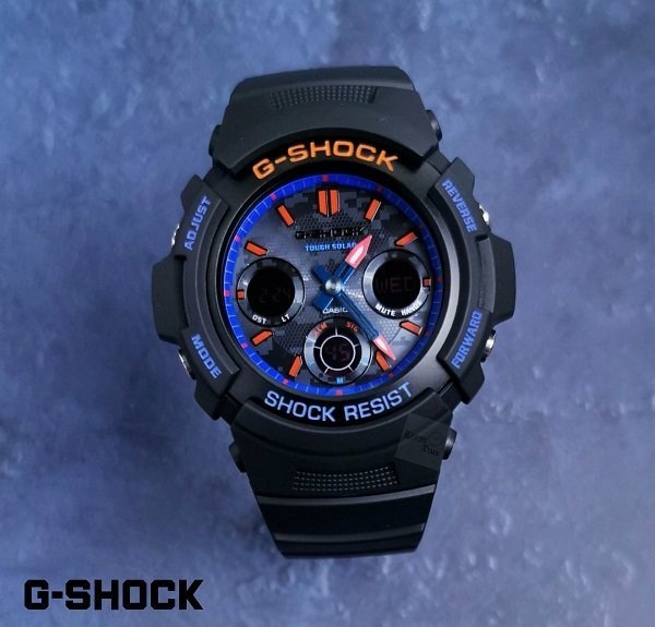 新品CASIOカシオG-SHOCKジーショック腕時計耐衝撃構造ダイバー20気圧防水アナログデジタルアナデジブラックオレンジブループレゼントギフト_画像1