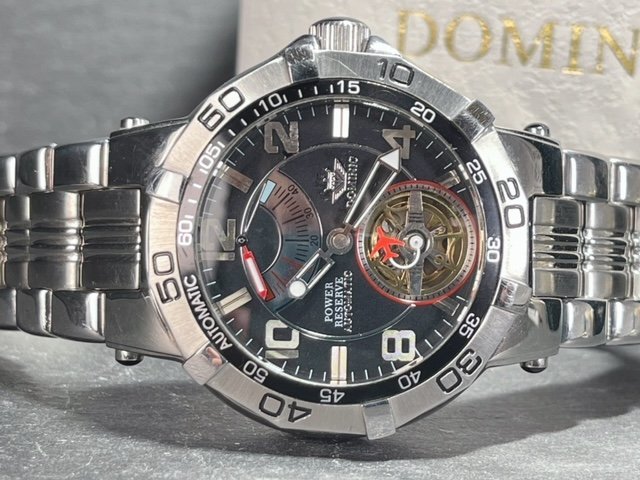 新品 DOMINIC ドミニク 正規品 機械式 自動巻き メカニカル 腕時計 パワーリザーブ パイロットギミック コレクション ブラック　メンズ_画像4