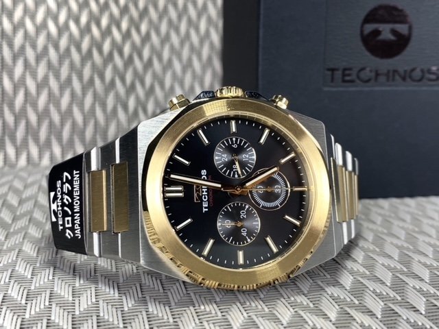 新品 テクノス TECHNOS 正規品 腕時計 アナログ腕時計 クオーツ ステンレス クロノグラフ 5気圧防水 多機能 ゴールド ブラック プレゼント_画像6