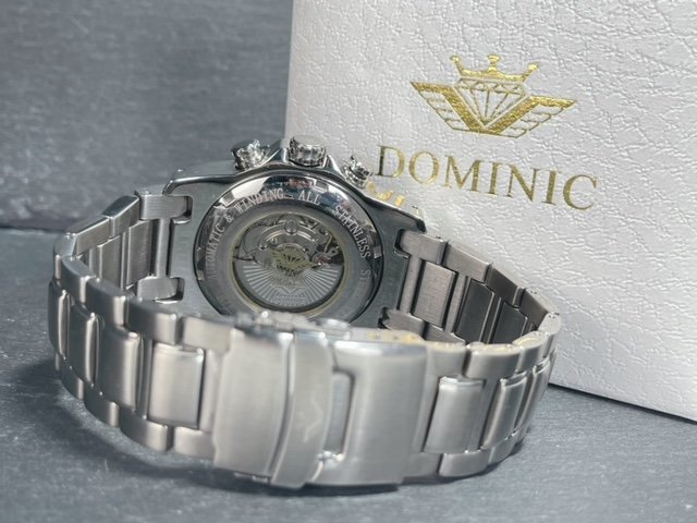 新品 DOMINIC ドミニク 正規品 機械式 自動巻き メカニカル 腕時計 ビックデイト パワーリザーブ レトログラード式 コレクション シルバー_画像7