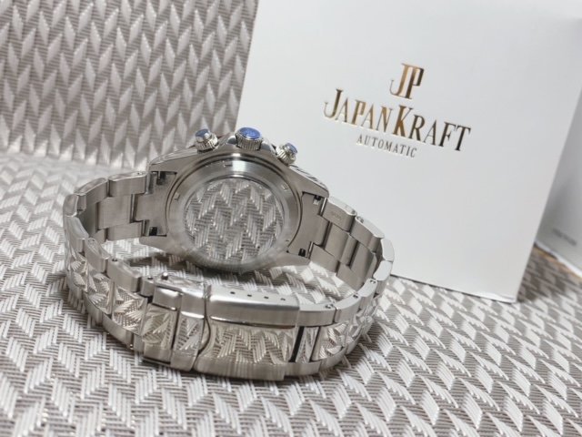 天然ダイヤモンド付き 新品 JAPANKRAFT ジャパンクラフト 正規品 自動巻き 腕時計 機械式 コスモグラフ パンダ ビジネスウォッチ_画像8