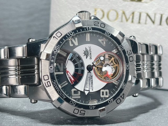 新品 DOMINIC ドミニク 正規品 機械式 自動巻き メカニカル 腕時計 パワーリザーブ パイロットギミック コレクション ホワイト メンズ_画像5