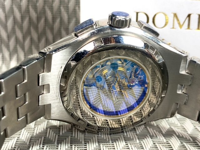 新品 正規品 ドミニク DOMINIC 自動巻 腕時計 オートマティック カレンダー 防水 ステンレス アンティーク コレクション ブラック ホワイト_画像8