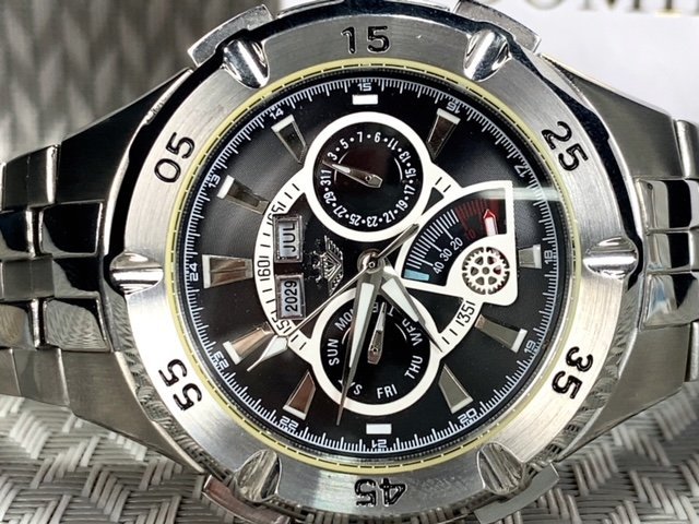 新品 正規品 ドミニク DOMINIC 自動巻 腕時計 オートマティック カレンダー 防水 ステンレス アンティーク コレクション ブラック ホワイト_画像5