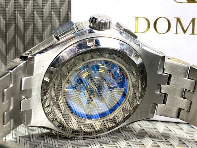 新品 正規品 ドミニク DOMINIC 自動巻き 腕時計 オートマティック カレンダー ステンレス 防水 アンティーク スモールセコンド ブラック 黒_画像8
