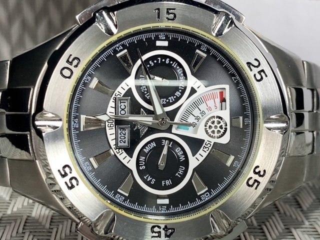 新品 正規品 ドミニク DOMINIC 自動巻き 腕時計 オートマティック カレンダー ステンレス 防水 アンティーク スモールセコンド ブラック 黒_画像5