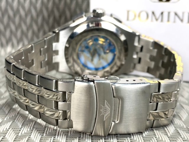 新品 正規品 ドミニク DOMINIC 自動巻き 腕時計 オートマティック カレンダー ステンレス 防水 アンティーク スモールセコンド ブラック 黒_画像7