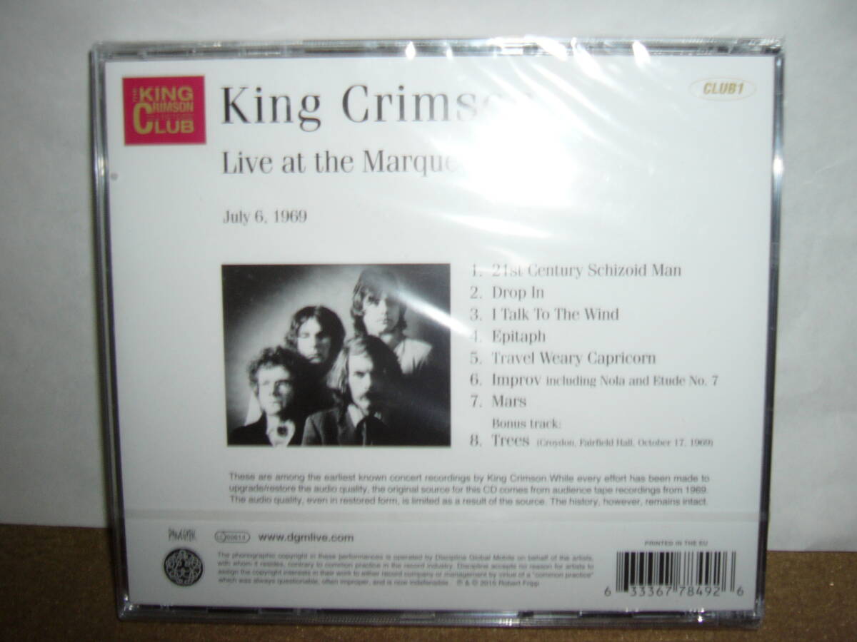 King Crimson 非常に貴重な極初期ライヴ音源「Live at the Marquee July 6, 1969」The King Crimson Collector's Club 輸入盤未開封新品_画像2