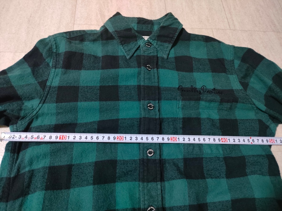 サイズ：M　日本製　WACKO MARIA ワコマリア シャツ バックチェーン刺繍 ブロックチェック ネルシャツ グリーン ブラック 緑黒　長袖シャツ_画像3