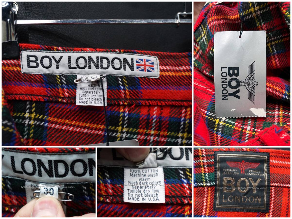 デッドストック USA製 BOY LONDON ボンデージパンツ ジップパンツ W30/約78cm 80s/90s ビンテージ タータンチェック ボンパン パンク UK_画像10