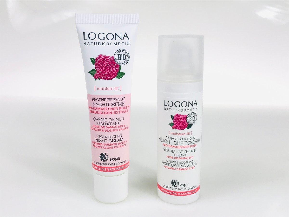 未使用　ロゴナ　LOGONA　スムージング　ナイトクリーム(ローズ)30ml／モイスチャライジングセラム(ローズ)美容液30ml　KES-2416_画像6