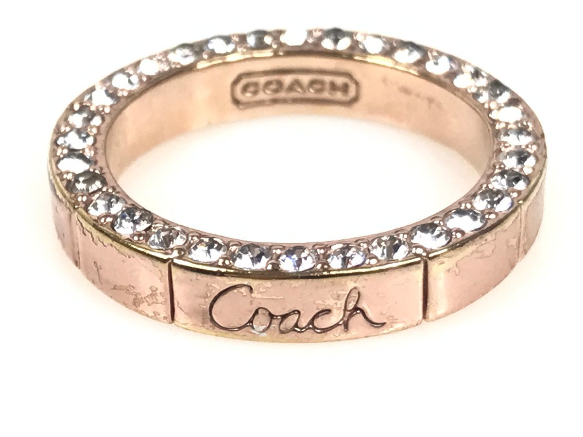 コーチ COACH ラインストーン リング 指輪 サイズ11号 ピンクゴールドカラー YAS-10848の画像1