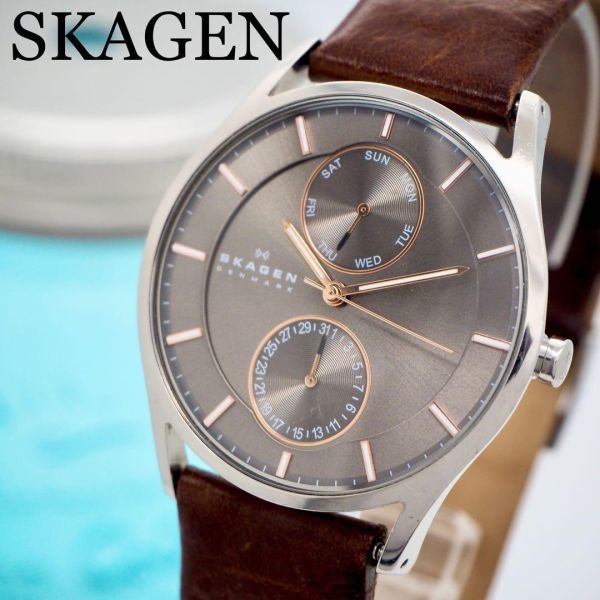 593 SKAGEN スカーゲン時計　メンズ腕時計　デイデイト　シンプル　人気
