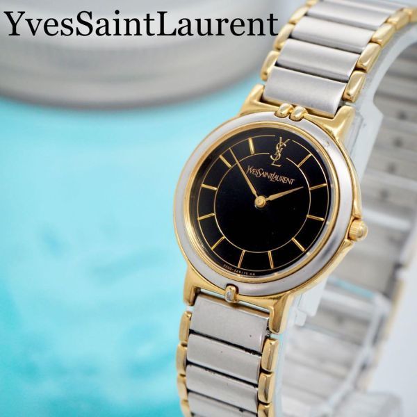 663【美品】イヴサンローラン時計　レディース腕時計　ブラック　希少カラー　人気