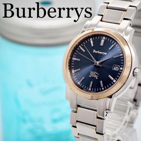 111 Burberrys バーバリー時計　ソーラー時計　メンズ腕時計　ネイビー