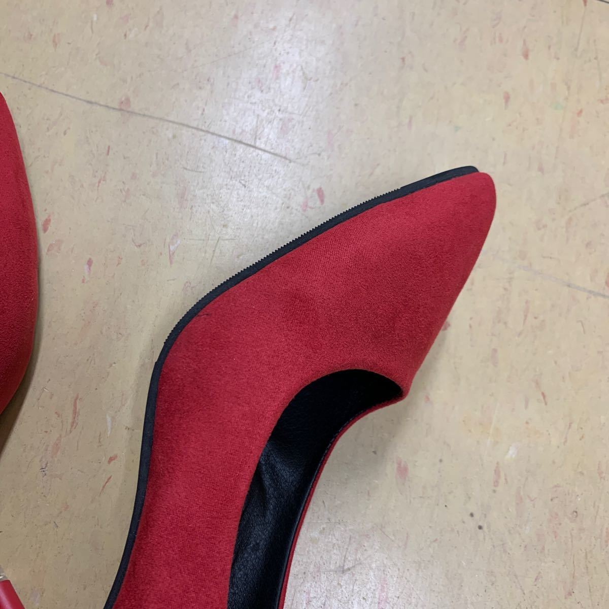  new goods beautiful goods approximately 7cm heel suede style pumps red 24cm 24 centimeter 7 centimeter 24.0 red high heel pin heel velour style . hand shoes lady's 