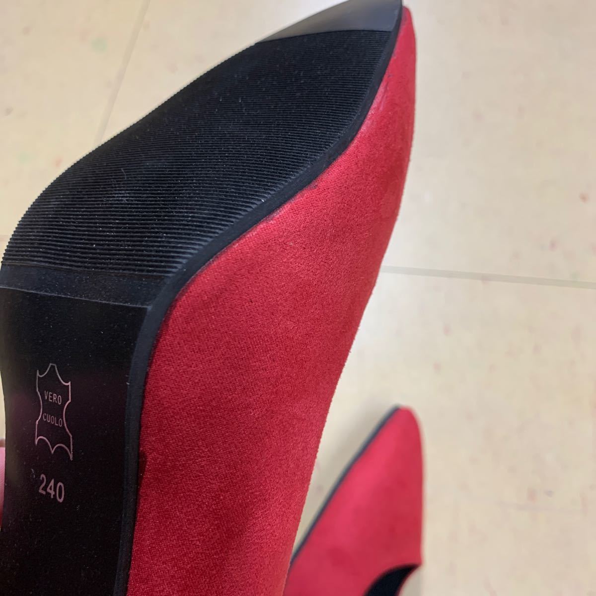  new goods beautiful goods approximately 7cm heel suede style pumps red 24cm 24 centimeter 7 centimeter 24.0 red high heel pin heel velour style . hand shoes lady's 