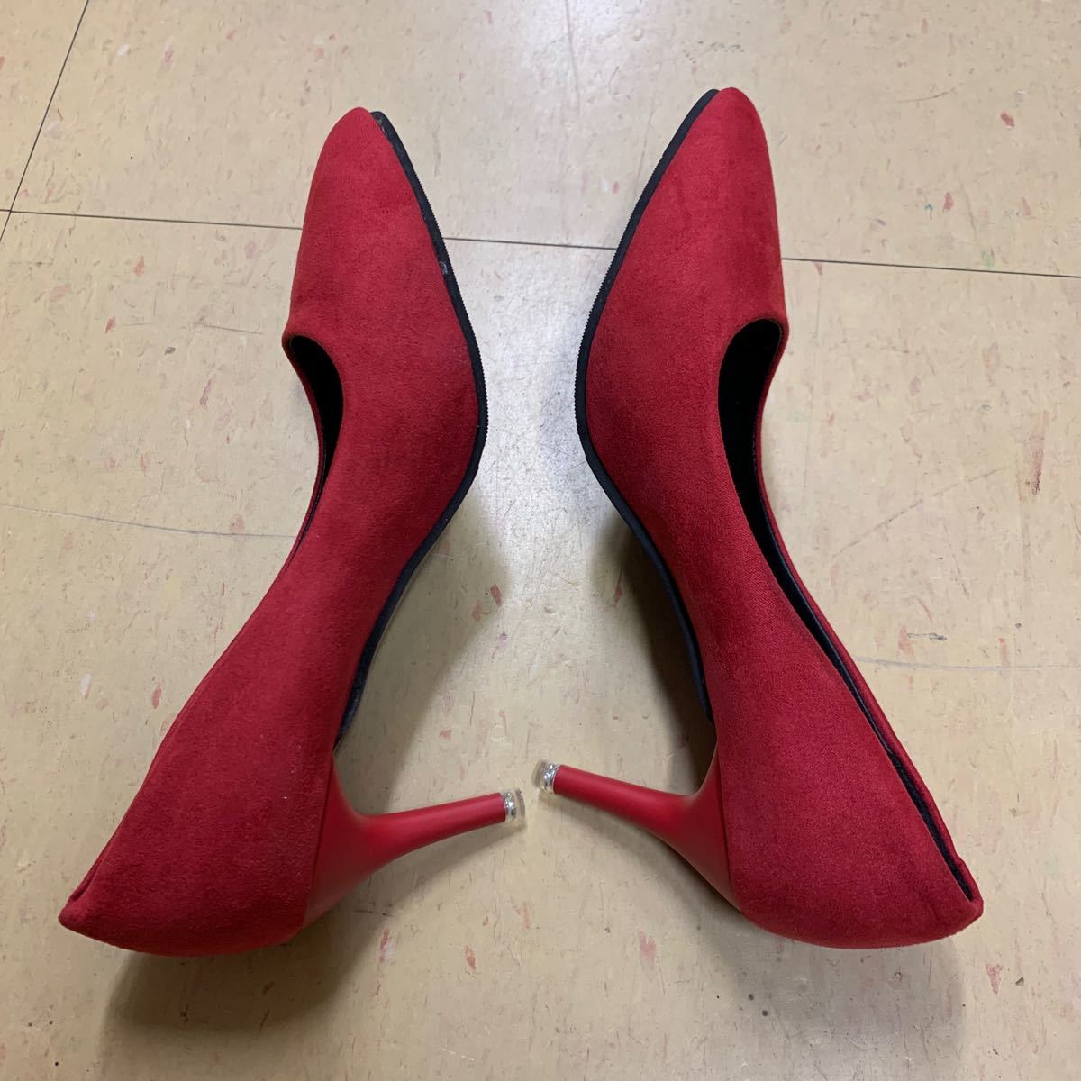  new goods beautiful goods approximately 7cm heel suede style pumps red 24cm 24 centimeter 7 centimeter 24.0 red high heel pin heel velour style . hand shoes lady's 