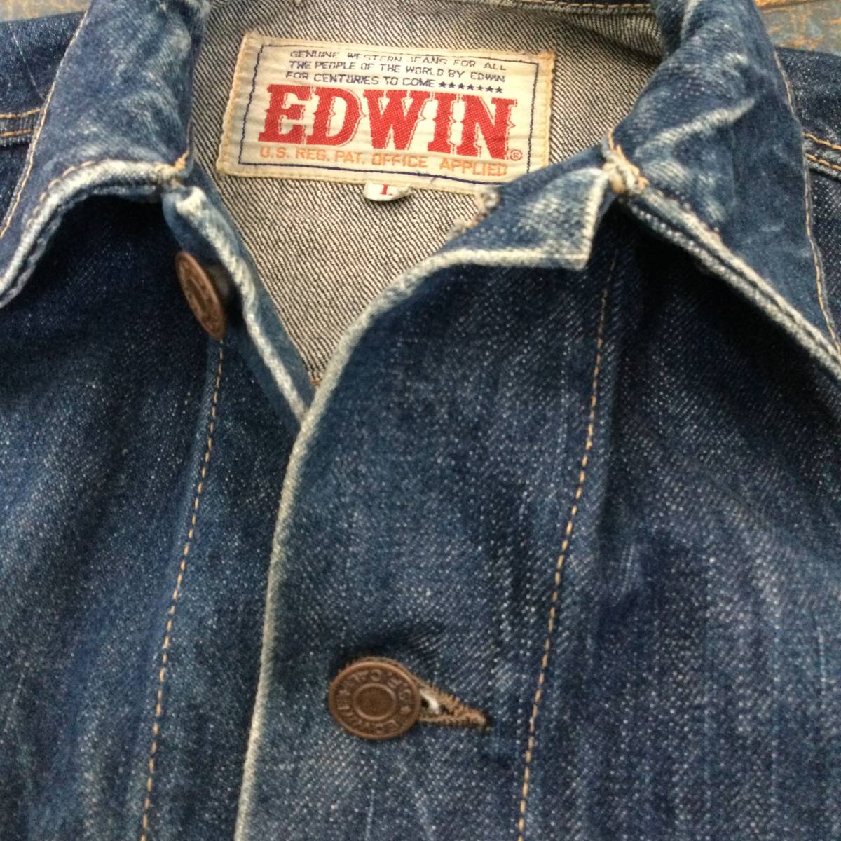 激レア◎60-70'sエドウィンEDWIN ヴィンテージデニムジャケットU.S.A.製Size L359B.F./検Levi'sリーバイス 557xx70505Eアメリカ製501xx_画像8