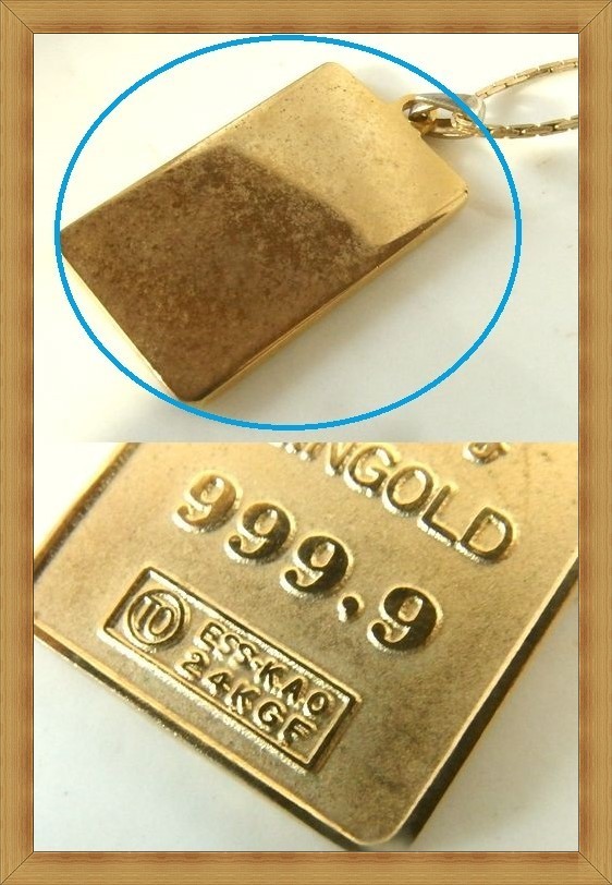 ★CREDIT SUISSE★10g FINEGOLD 999.9★24KGF/24金メッキインゴットプレートネックレス★36_画像2