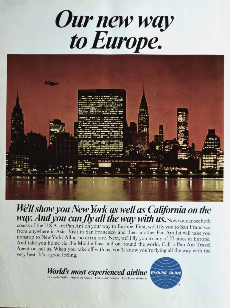 稀少！1967年パンアメリカン航空広告/Pan Am/エアライン/旅行/観光/USA/New York/9_画像1