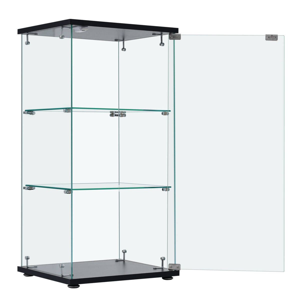 コレクションケース ガラスディスプレイキャビネット フィギュアケース 3段 ブラック 強化ガラス 全面ガラス 幅42.5×奥行36.5×高さ86cm _画像4