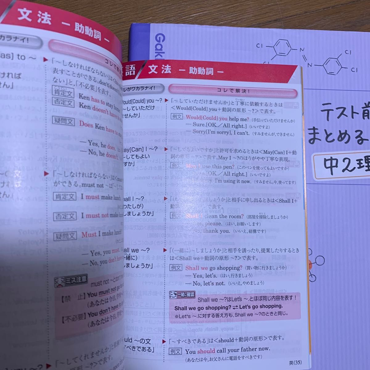 テスト前にまとめるノート　中2 理科　ワカラナイを速攻解決　5教科　パーフェクト事典　進研ゼミ　