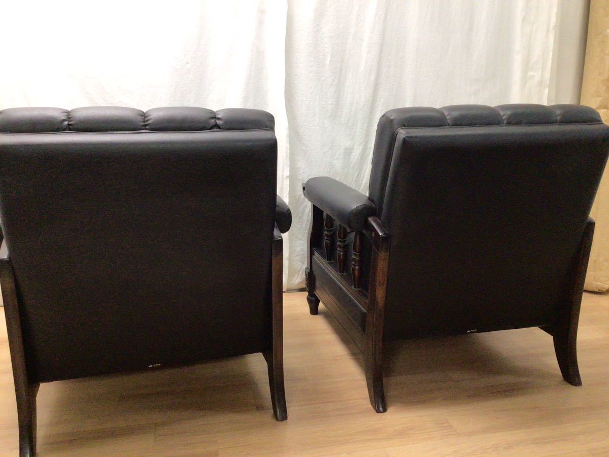 SC96【レザーチェア】カリモク レザー ソファ 椅子 2脚セット 2個口 の画像2