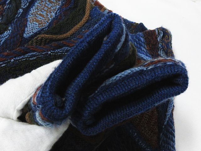 ■ ヴィンテージ limnos リムノス ウール 3Dニット 立体編み カーディガン 長袖セーター オーストラリア製 ネイビー系 サイズ8_画像8